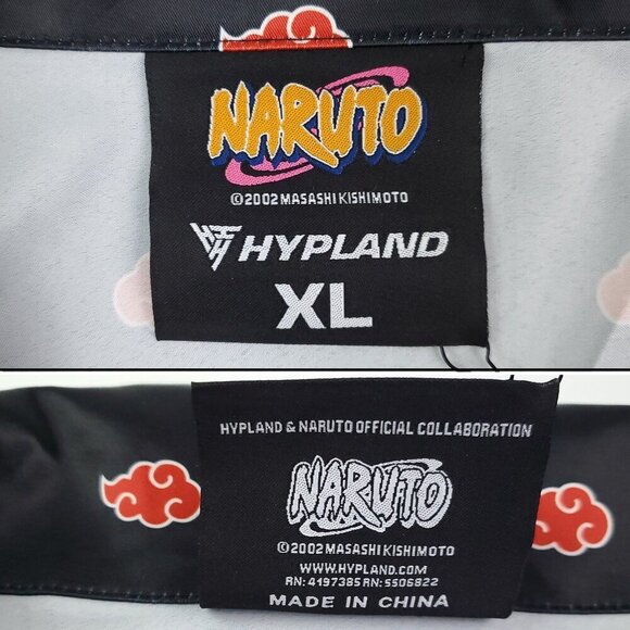 Naruto Hypland Akatsuki Shirt Silky Feel Anime Button Up Top Men's XL NWT - Picture 3 of 10